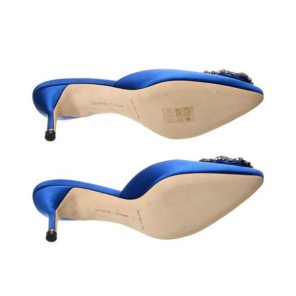 Manolo Blahnik Hangisimu 50 Satin Pump (Authentic Pre-Loved), Blue - Picture 4 of 5